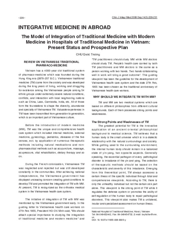 (PDF) The model of integration of traditional medicine with modern ...