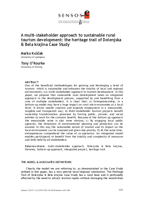 (PDF) A multi-stakeholder approach to sustainable rural tourism ...