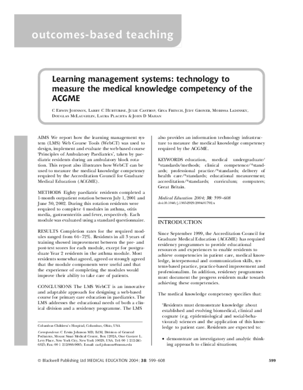 (PDF) Learning management systems: technology to measure the medical ...