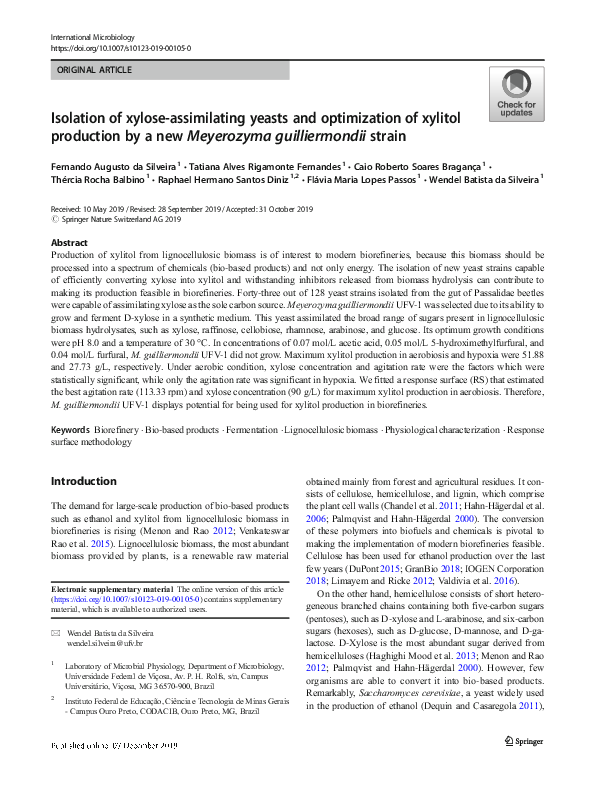 (PDF) Isolation of xylose-assimilating yeasts and optimization of ...