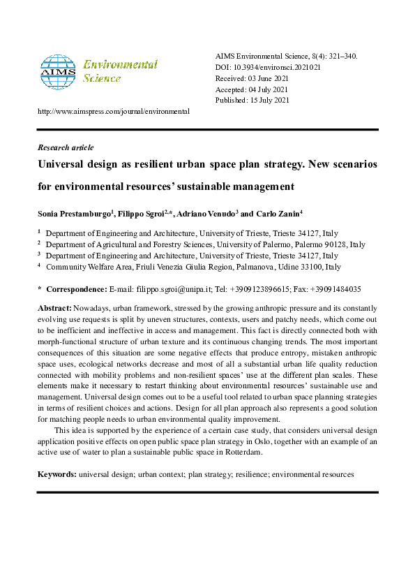 (PDF) Universal design as resilient urban space plan strategy. New ...