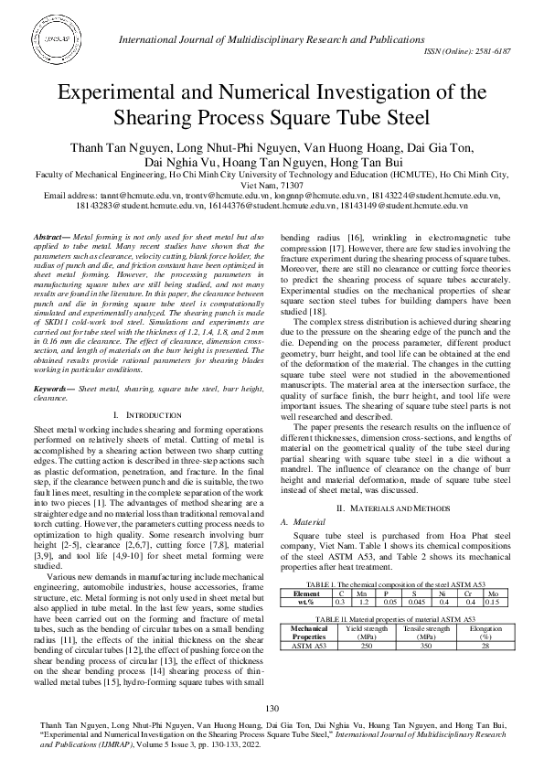(PDF) Experimental and Numerical Investigation of the Shearing Process ...