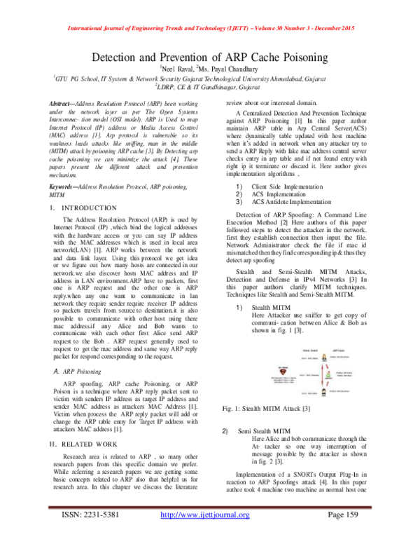 (PDF) Detection and Prevention of ARP Cache Poisoning