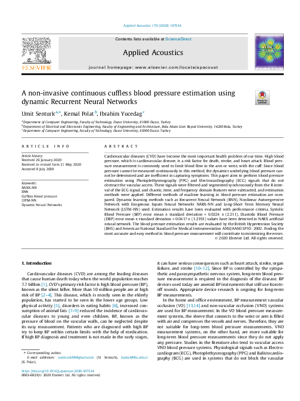 (PDF) A non-invasive continuous cuffless blood pressure estimation ...