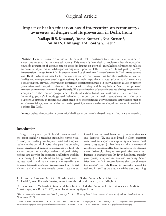 (PDF) Impact of health education based intervention on community’s ...