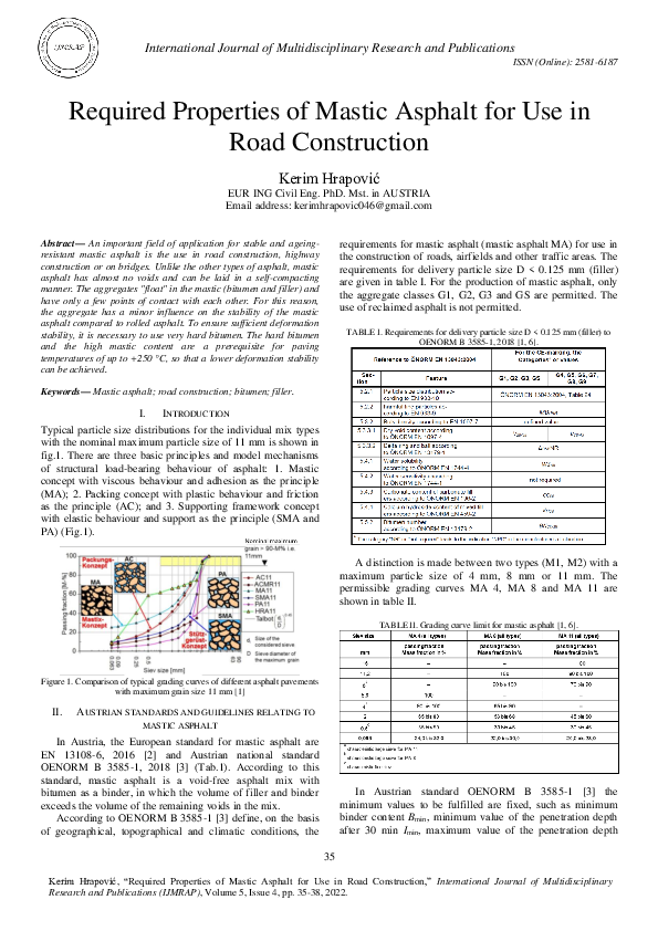 (PDF) Required Properties of Mastic Asphalt for Use in Road