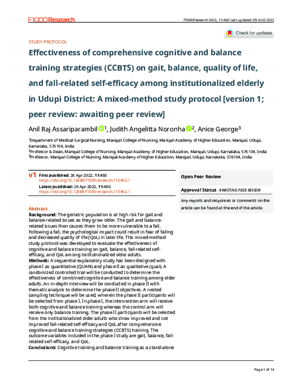 (PDF) Effectiveness of comprehensive cognitive and balance training ...