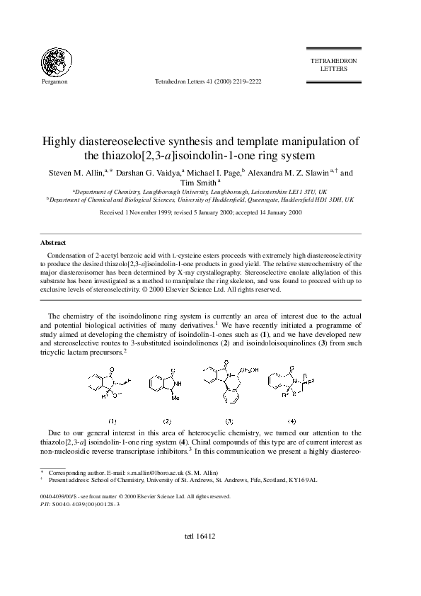 (PDF) Highly diastereoselective synthesis and template manipulation of ...