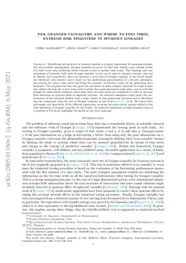 (PDF) Tail Granger Causalities and Where to Find Them: Extreme Risk ...