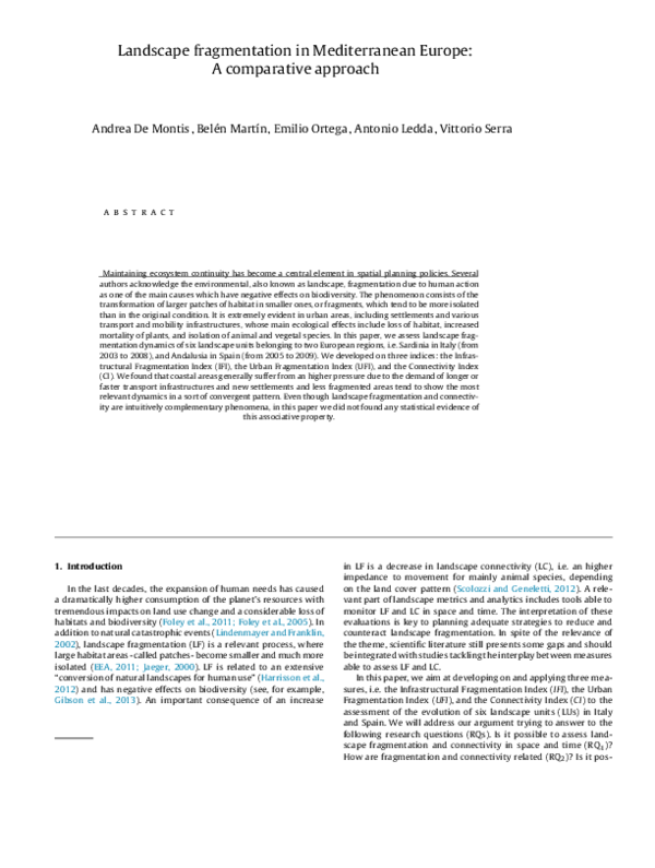 (PDF) Landscape fragmentation in Mediterranean Europe: A comparative ...