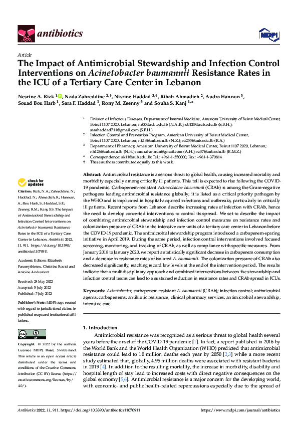 (PDF) The Impact of Antimicrobial Stewardship and Infection Control ...