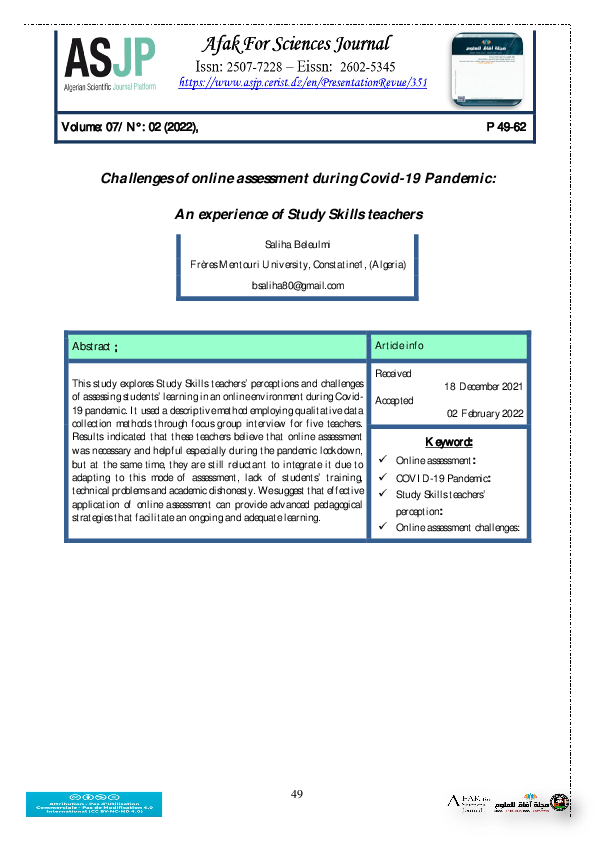 (PDF) Challenges of online assessment during Covid-19 Pandemic: An ...