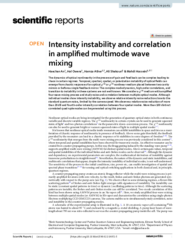 (PDF) Intensity instability and correlation in amplified multimode wave ...