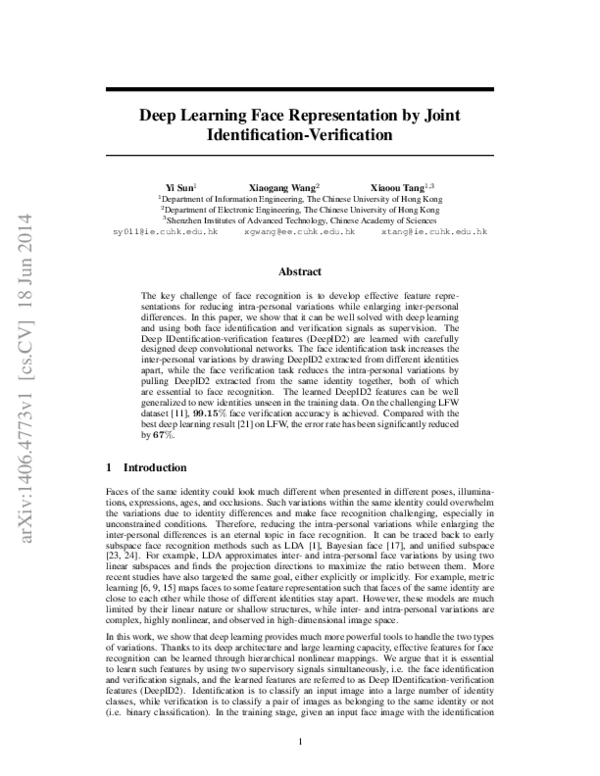 (PDF) Deep Learning Face Representation by Joint Identification ...