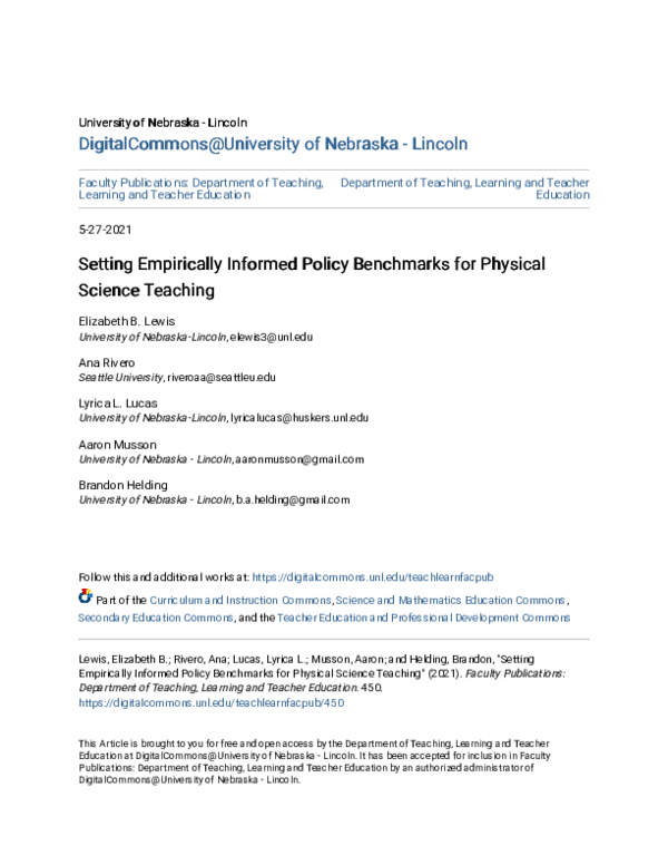 (PDF) Setting Empirically Informed Policy Benchmarks for Physical ...