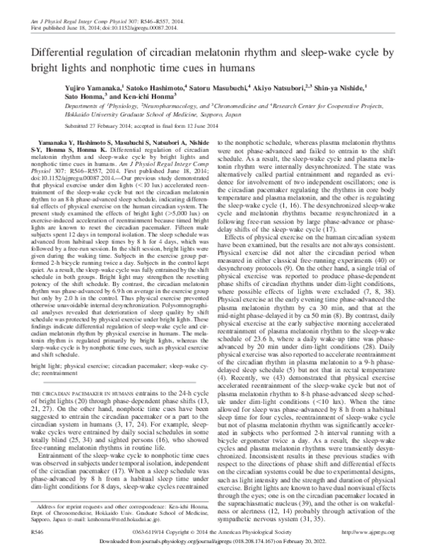 (PDF) Differential regulation of circadian melatonin rhythm and sleep ...