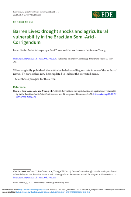 (PDF) Barren Lives: drought shocks and agricultural vulnerability in ...