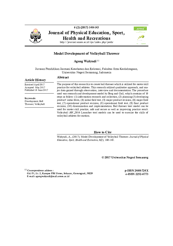 (PDF) The Model Development of Volleyball Thrower Agung tri Wahyudi