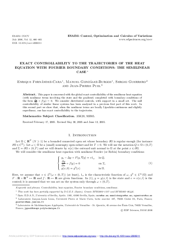 (PDF) Exact controllability to the trajectories of the heat equation ...