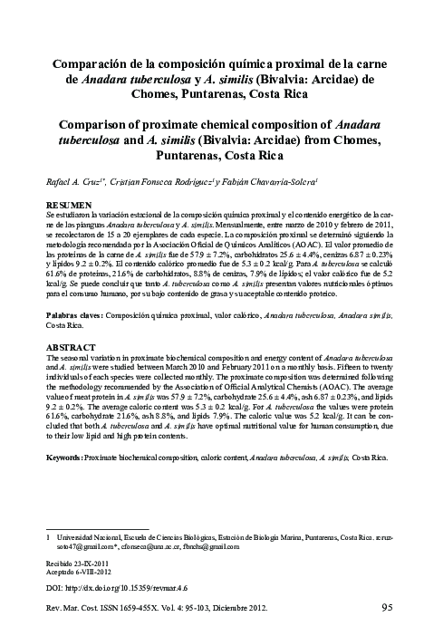 (PDF) Comparación de la composición química proximal de la carne de ...