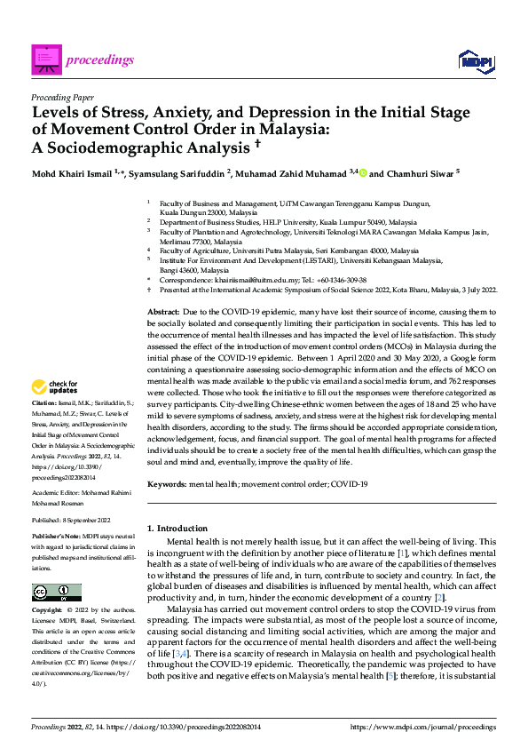 (PDF) Levels of Stress, Anxiety, and Depression in the Initial Stage of ...