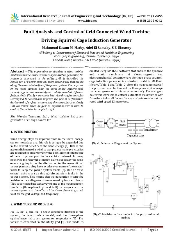 (PDF) Fault analysis and control of a grid connected wind turbine ...