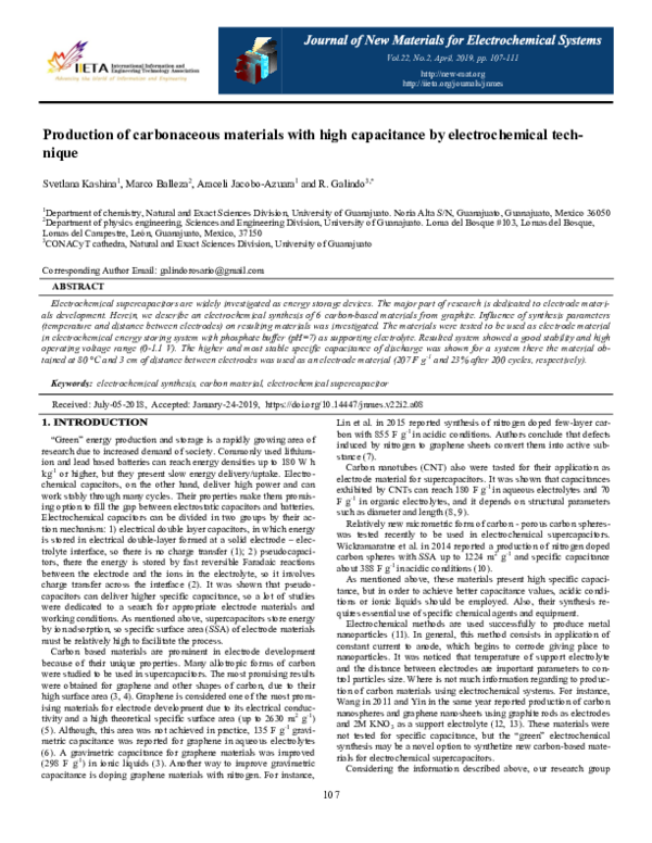 (PDF) Production of Carbonaceous Materials with High Capacitance by ...