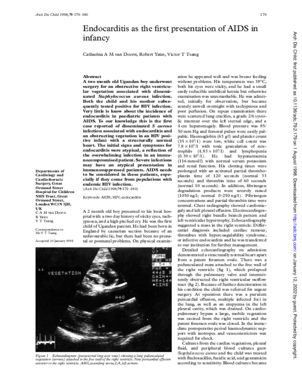 (PDF) Endocarditis as the first presentation of AIDS in