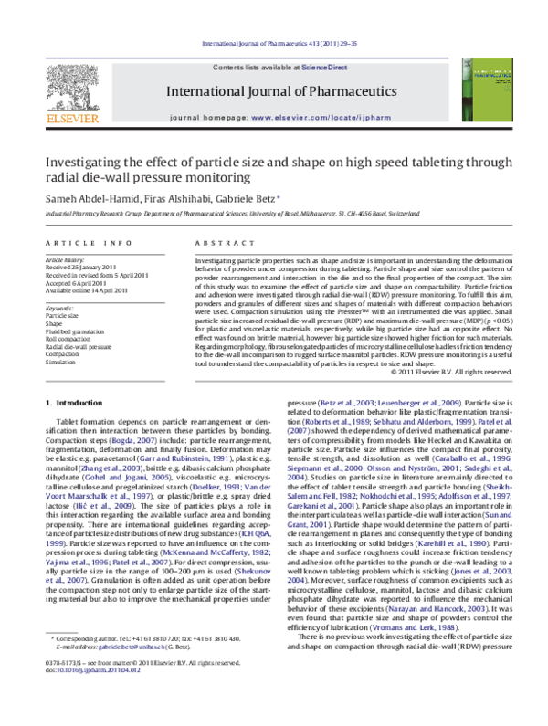 (PDF) Investigating the effect of particle size and shape on high speed ...