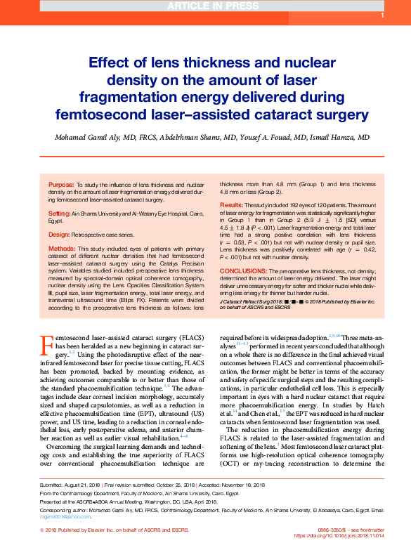 (PDF) Effect of lens thickness and nuclear density on the amount of ...