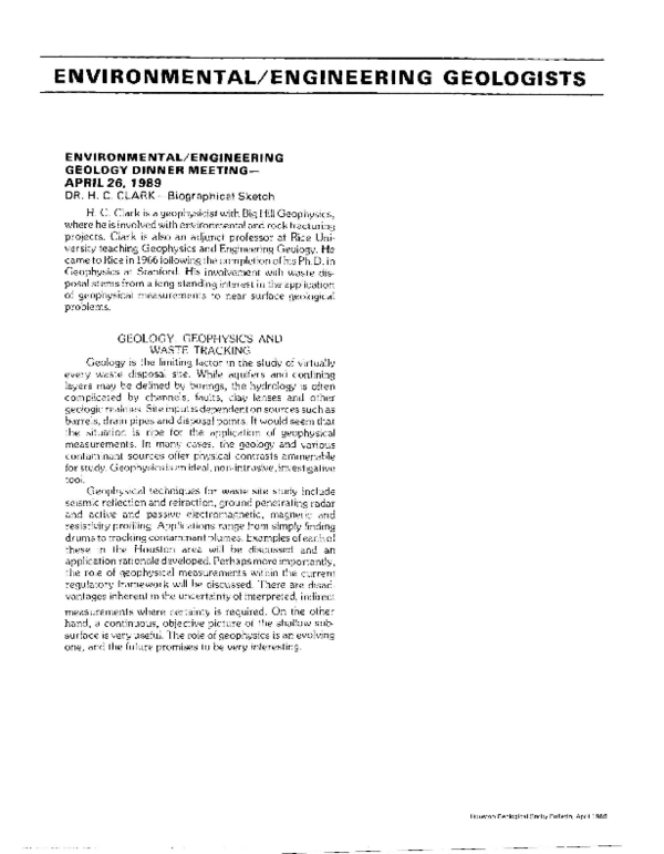 (PDF) Abstract: Geology, Geophysics and Waste Tracking