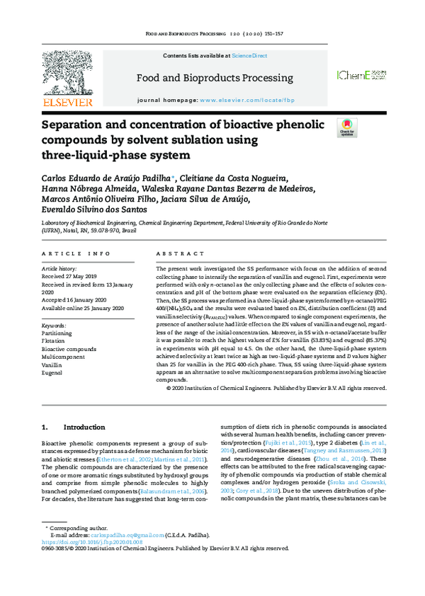 (PDF) Separation and concentration of bioactive phenolic compounds by ...