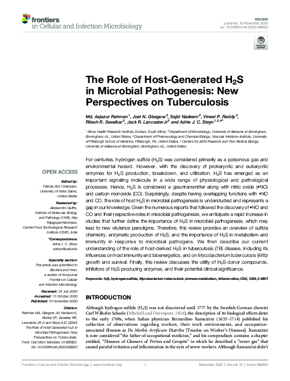 (PDF) The Role of Host-Generated H2S in Microbial Pathogenesis: New ...