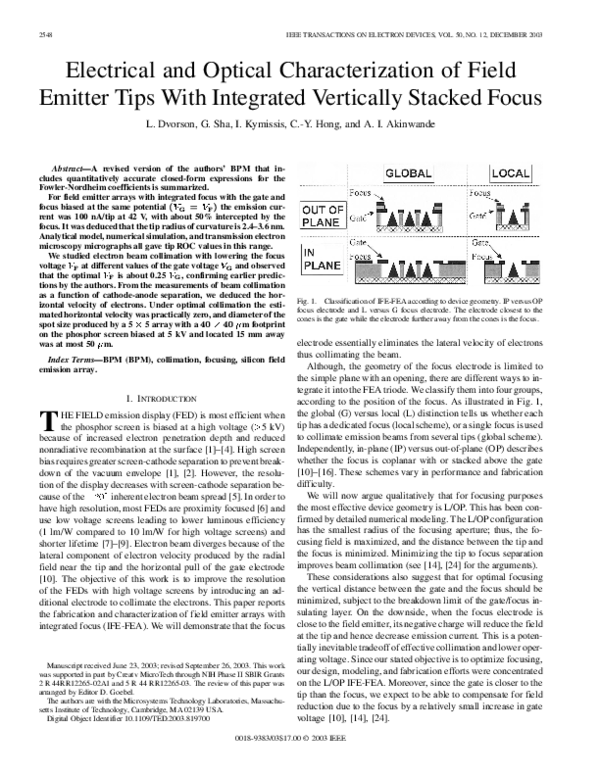 (PDF) Electrical and optical characterization of field emitter tips ...