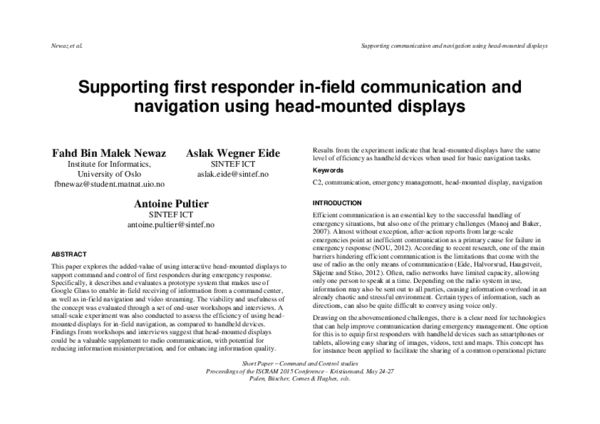 (PDF) Supporting first responder in-field communication and navigation ...
