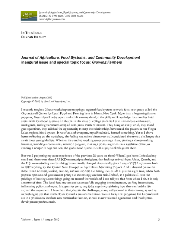 (PDF) Journal of Agriculture, Food Systems, and Community Development (PDF) Journal of Agriculture, Food Systems, and Community Development