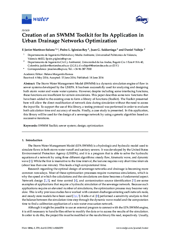 (PDF) Creation of an SWMM Toolkit for Its Application in Urban Drainage ...