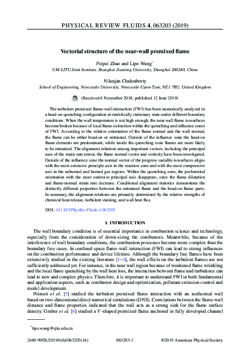(PDF) Vectorial structure of the near-wall premixed flame
