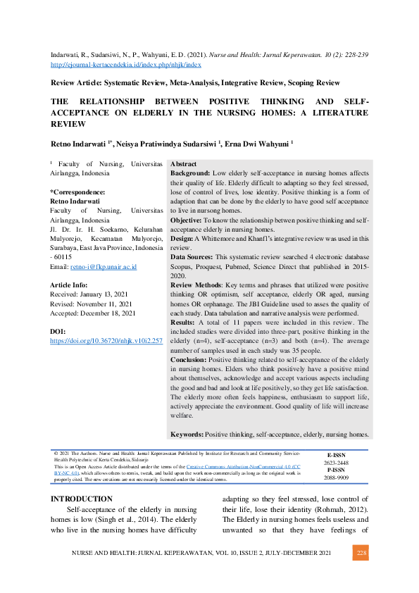 (PDF) The Relationship Between Positive Thinking and Self Acceptance on ...