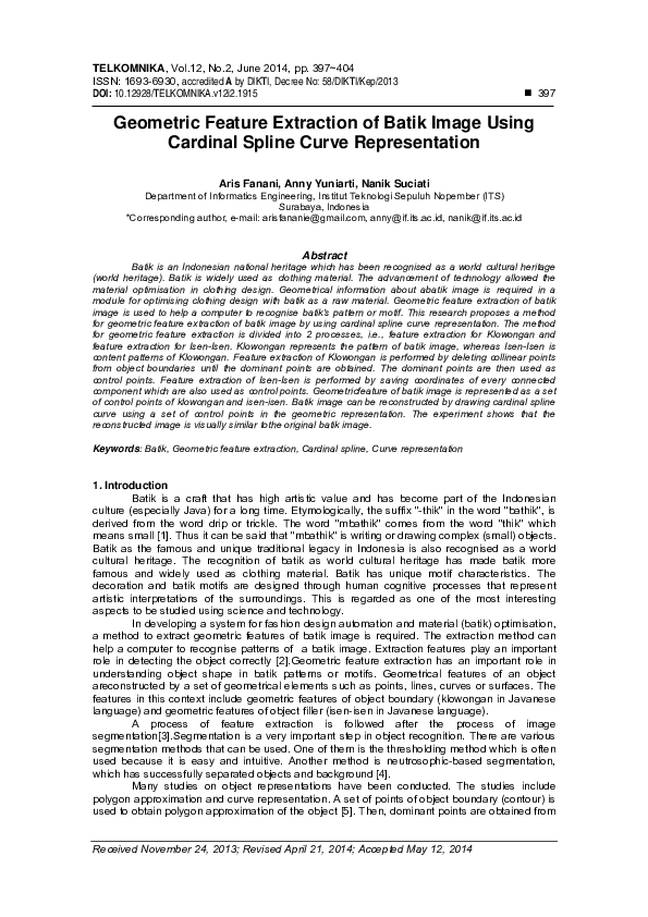 (PDF) Geometric Feature Extraction of Batik Image Using Cardinal Spline ...