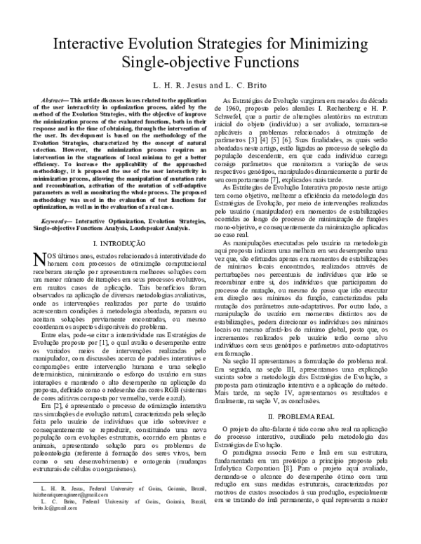 (PDF) Interactive Evolution Strategies for Minimizing Single-objective ...