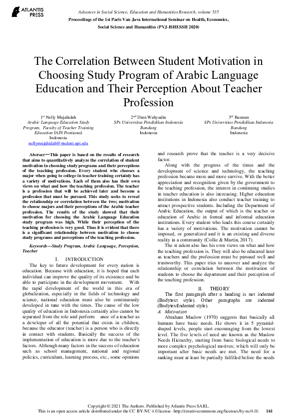 (PDF) The Correlation Between Student Motivation in Choosing Study ...