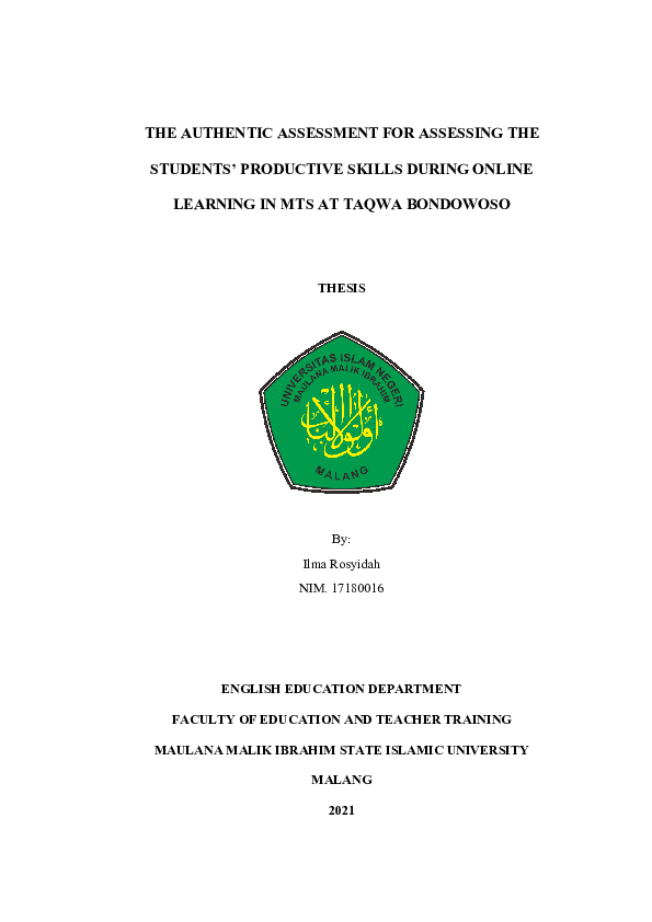 (PDF) The authentic assessment for assessing the students' productive ...