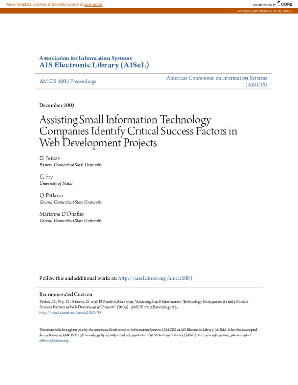 (PDF) Assisting Small Information Technology Companies Identify ...