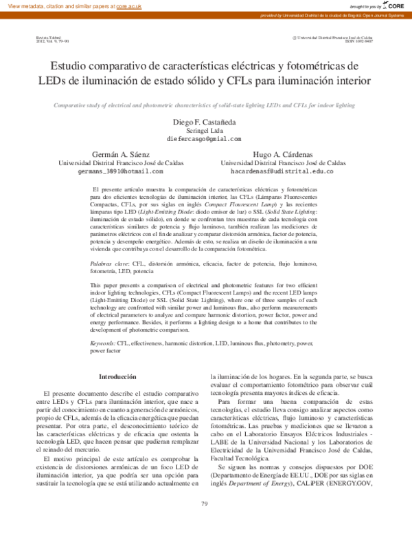 (PDF) Estudio comparativo de características eléctricas y fotométricas ...