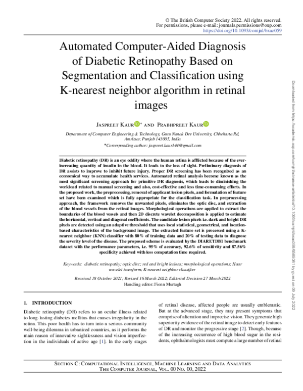 (PDF) Automated Computer-Aided Diagnosis of Diabetic Retinopathy Based ...