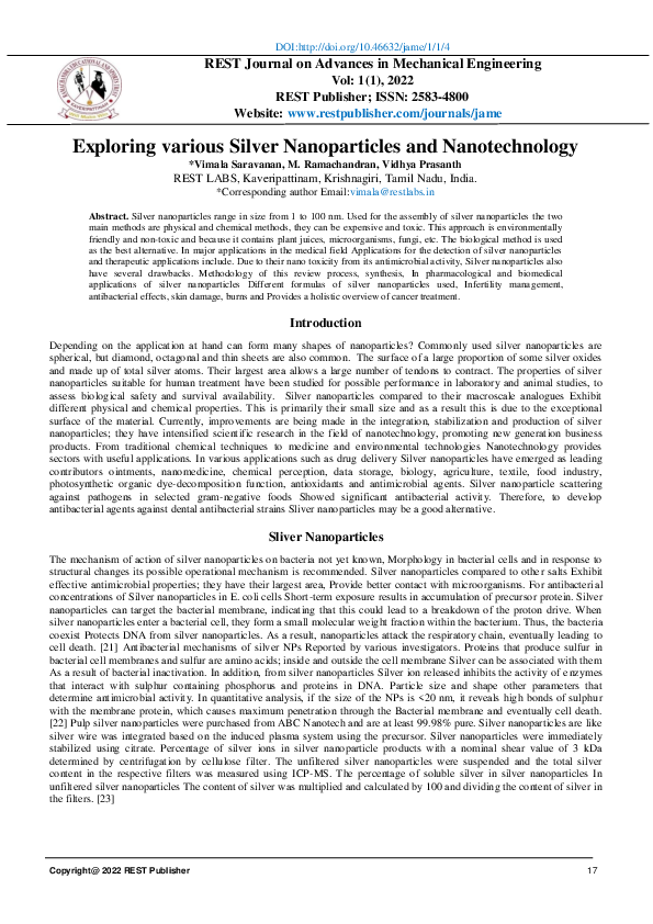 (PDF) Exploring various Silver Nanoparticles and Nanotechnology
