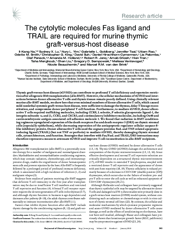 (PDF) The cytolytic molecules Fas ligand and TRAIL are required for ...