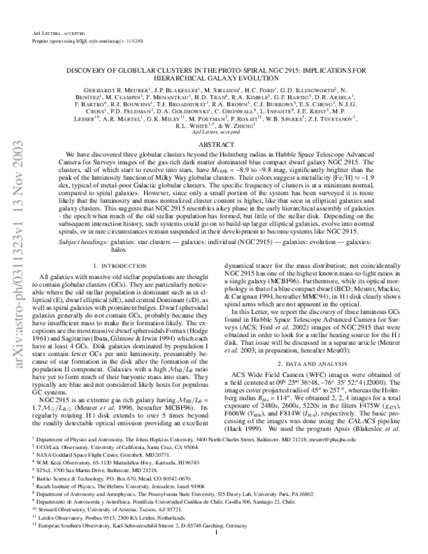 (PDF) The Discovery of Globular Clusters in the Protospiral Galaxy NGC