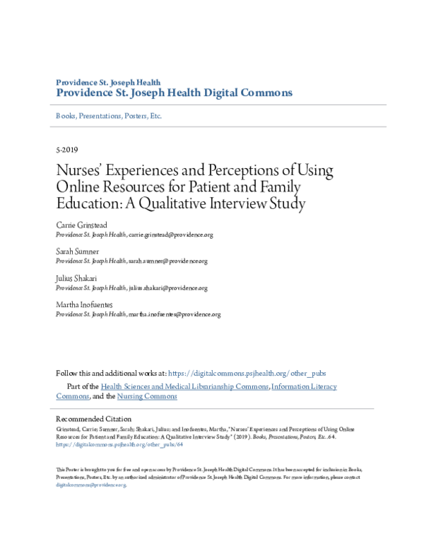 Pdf Nurses Experiences And Perceptions Of Using Online Resources For